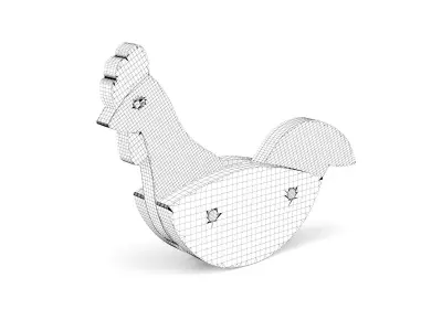Wooden toy chick 02 3D model