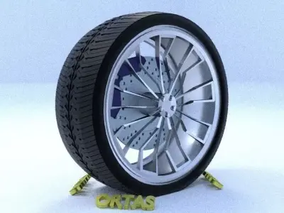 ORTAS CAR RIM 2 GAME READY RIM TIRE AND DISC 3D model