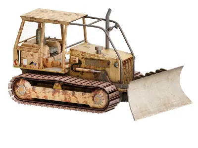 bulldozer Low-poly 3D model 4