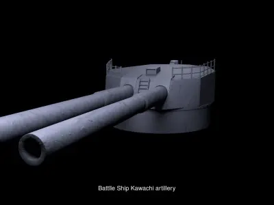 Battlle Ship Kawachi artillery 1 and 2 3D Model Pack