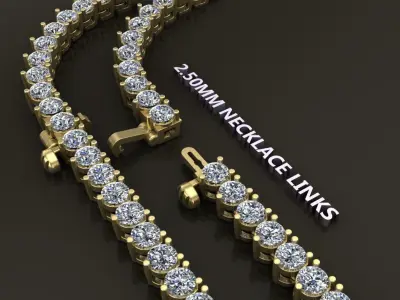 3-PRONG TENNIS DIAMOND NECKLACE LINK 2MM50 3D print model