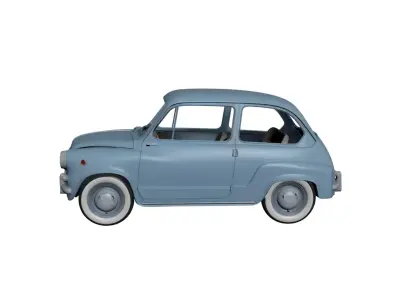 Classic Fiat 600 Vintage European Compact Car 3D model
