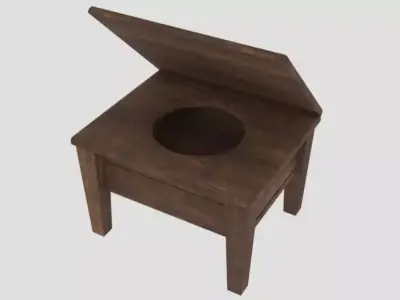 Antique wooden toilet Low-poly 3D model