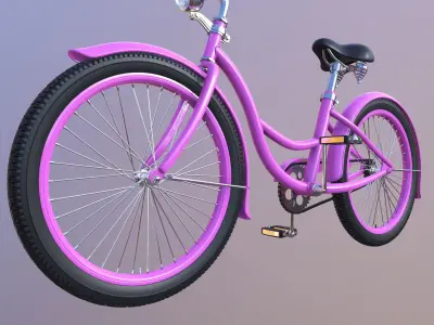 Bicycle Beach Cruiser  Vintage Ladies Bike 3D model