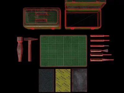 HIE Game Ready Carpenter Tools D180305 Low-poly 3D model