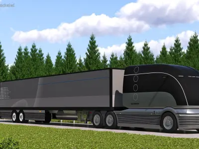 Futuristic Hydrogen Concept Semi Truck with Trailer 3D model