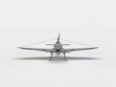 Gray plane Low-poly 3D model