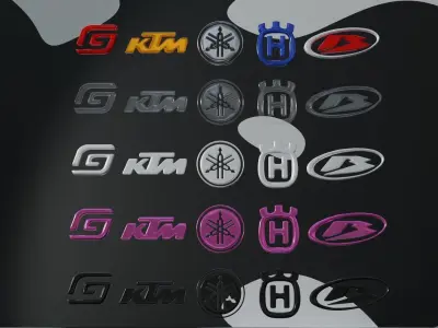 Motorcycle Logo KTM Husqvarna Yamaha GasGas and Beta Low-poly 3D model