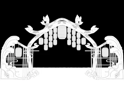 Ancient gate archway of the Tang Dynasty 3D model