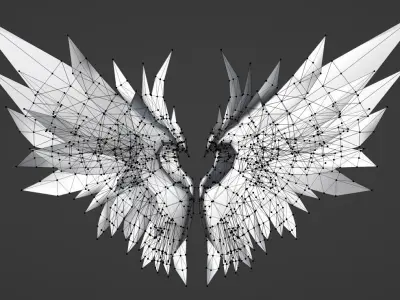 Blue Angel Wings Free low-poly 3D model