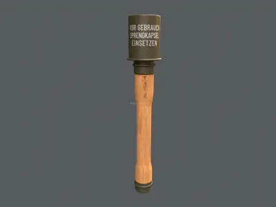 German Stick Grenade Stielhandgranate M24 4K PBR Textures Low-poly 3D model