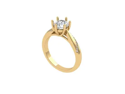 Round Stone Wedding Ring  3D print model