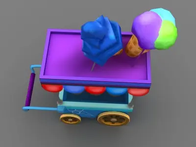 icecream cart Low-poly 3D model