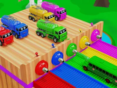 School Bus Attacked by color Gun 3D model
