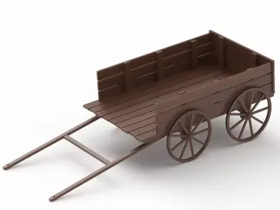Dark Wooden Old Cart 3D model