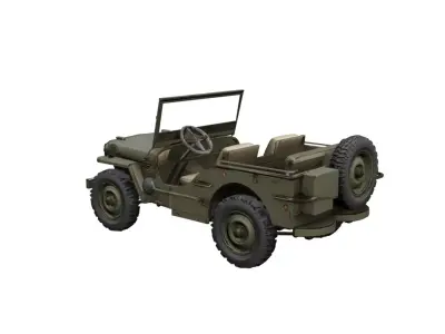 Willys MB Military Jeep Low Poly Classic Army Vehicle Low-poly 3D model