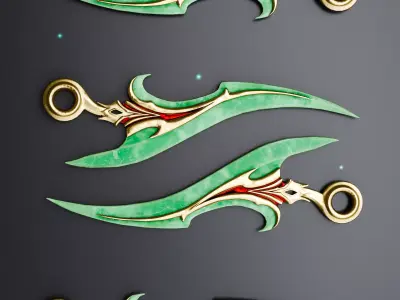 Jade Short blade - Game-Ready Fantasy Weapon Low-poly 3D model