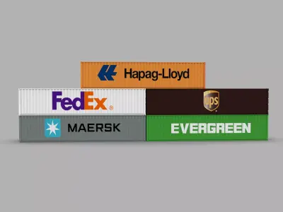 Shipping Container Pack Industrial Cargo Containers Low-poly 3D model