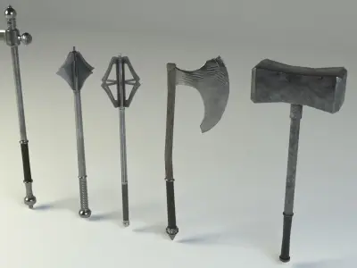 Medieval slavic weapons game asset  Low-poly 3D model