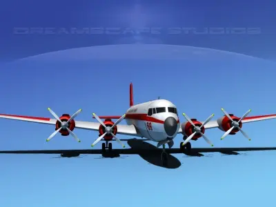 Douglas DC-7C Braniff Intl 3D model