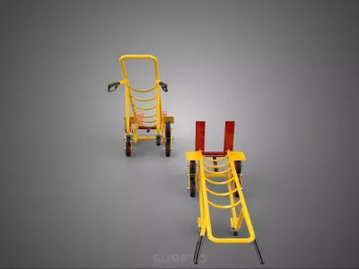 YELLOW FOLDING FORK STAIR CLIMBER HAND TRUCK 6 WHEELS 2 CASTER 3D model