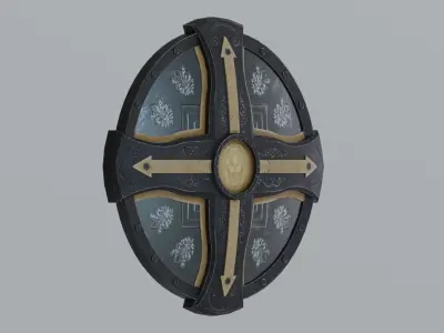 Medieval round  shield  Low-poly 3D model