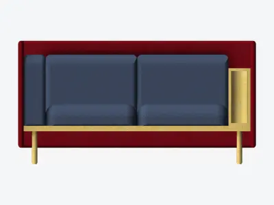 Sofa - Contemporary - Flame - Small - Armrest Shelf - Right Low-poly 3D model