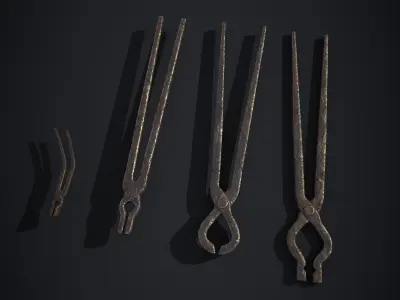 Medieval Blacksmith Tongs - 3D Model Pack Low-poly 3D model