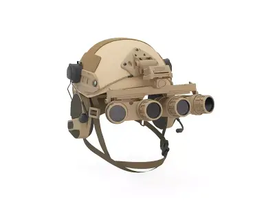 Tactical Ballistic Helmet Digital Camo with Fur Yellow Free low-poly 3D model