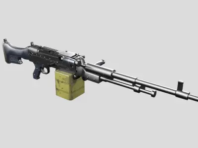 HMG-gun model 3d game ready model Low-poly 3D model Low-poly 3D model