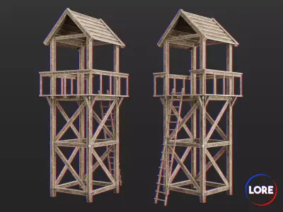 Medieval Defense Guard Tower Large Low-poly 3D model