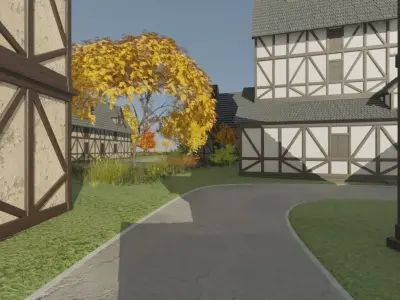 Autumn Village Aerial View 3D model