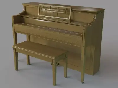 Vintage Oak Piano 3D model