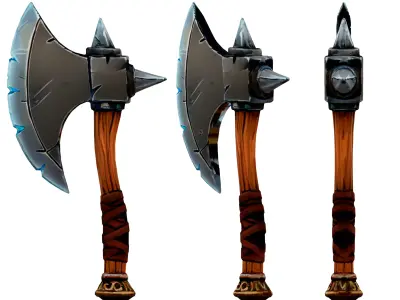 Stylized Battle Axe 3D Model Free low-poly 3D model