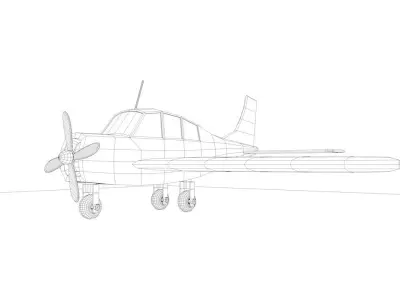 White Airplane Low-poly 3D model