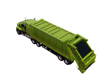 Low Poly Garbage Semi Truck Vehicle PBR Texture Low-poly 3D model