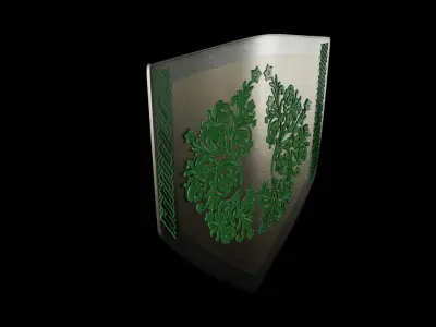 Unique Green Patterned Shield Low-poly 3D model