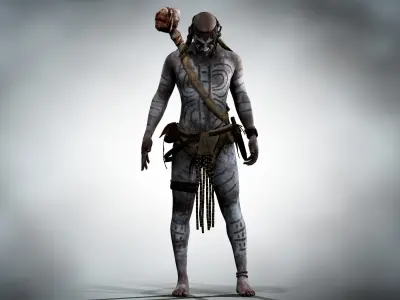 Native warrior Low-poly 3D model
