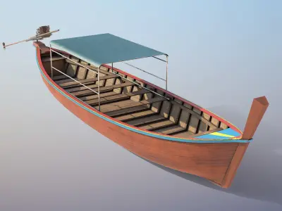 Long Tail Boat Low-poly 3D model