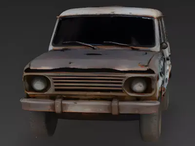 Realistic Wrecked Boxy SUV 3D Model Low-poly 3D model
