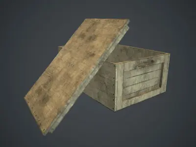 Wooden Box PBR Game Ready Low-poly 3D model