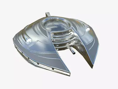 Alien Spaceship UFO D02 Aluminum - Sci Fi Spacecraft Design Low-poly 3D model