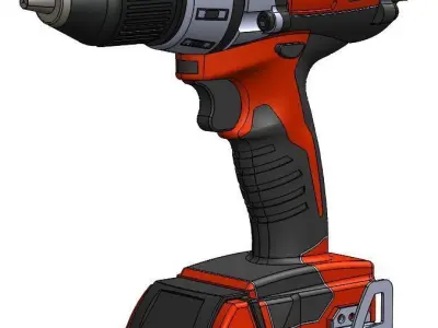 Milwaukee M18 Drill with Belt Clip and Battery 3D model