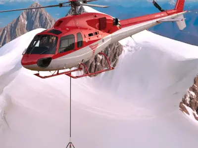 Medical Air Rescue Helicopter and Helicopter Stretcher 3D model