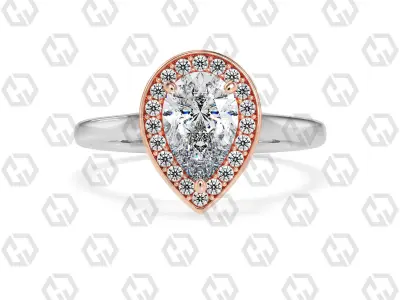 Ring 187 Pear Shape Cathedral Halo with Gems 3D print model