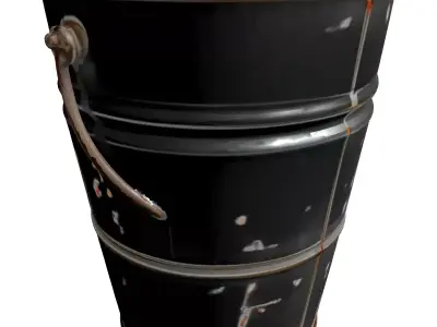 Rustic Galvanized Metal Bucket Low-poly 3D model