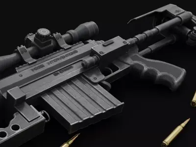 Game ready - M200 Rifle CheyTac Intervention Low-poly 3D model
