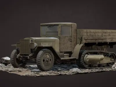 WW2 ZIS-42 military truck Gameready Free low-poly 3D model