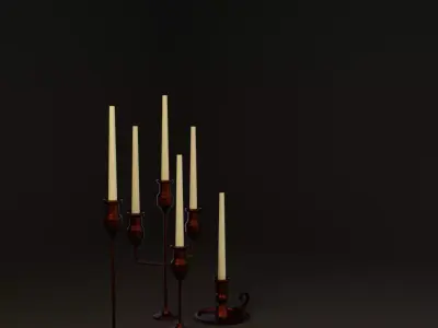 Copper candleholders - PBR Game-Ready model Low-poly 3D model