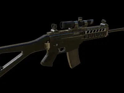 Game Ready PBR Rifle gun with scope Low-poly 3D model